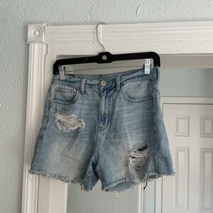 American Eagle Outfitters Light Blue Distressed Jean Shorts